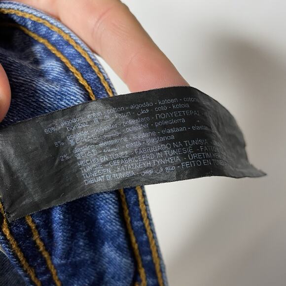 Zara The Marine Straight Jeans Wide Leg High Rise Women's 6 Blue Denim Classic - Picture 6 of 6